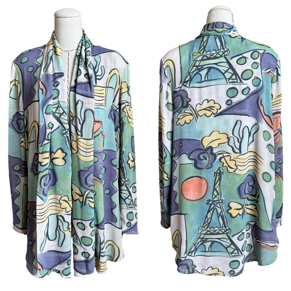 80s 90s Platinum by Dorothy Schoelen Jacket Blazer Paris Eiffel Tower Sz Small